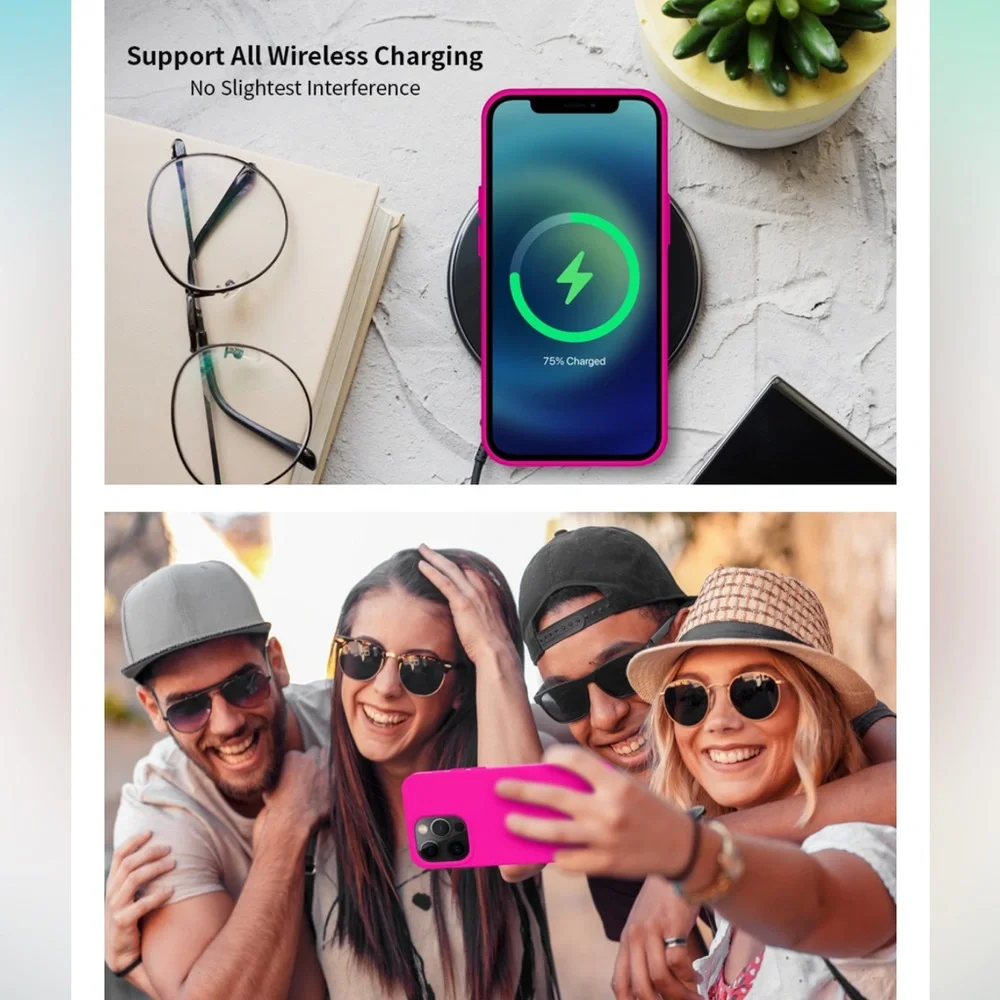 AMAZON Neon Bright Pink iPhone 13 Pro Thin Protective Silicon Shockproof Case